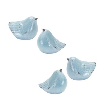 Cracked Terra Cotta Bird Figurine with Distressed Finish (Set of 4)