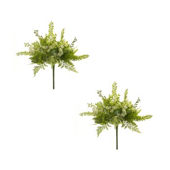 Fern and Eucalyptus Foliage Bush with Queen Anne Accent (Set of 2)