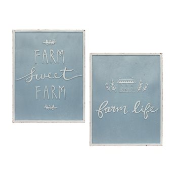 Metal Farm Life Sentiment Sign (Set of 2)