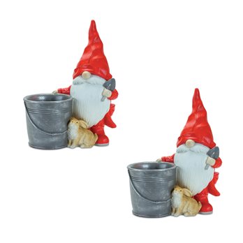 Raincoat Garden Gnome Statue with Bucket Planter 24.75"H