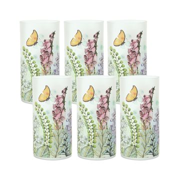 Frosted Floral and Butterfly Votive Candle Holder (Set of 6)