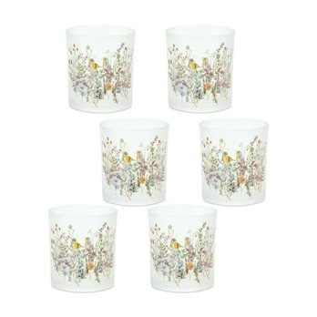 Frosted Floral and Bird Votive Candle Holder (Set of 6)