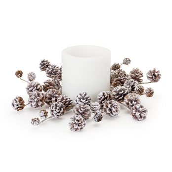 Flocked Pine Cone Candle Ring (Set of 2)