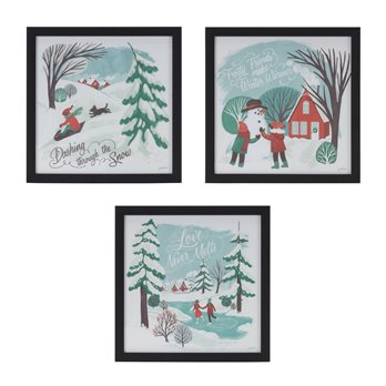 Framed Winter Scene Wall Art (Set of 3)