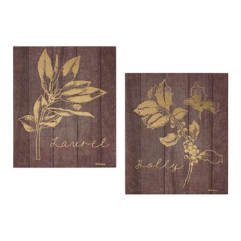 Laurel and Holly Plaque (Set of 2)