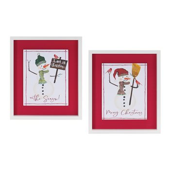 Framed Snowman Sentiment Wall Art (Set of 2)