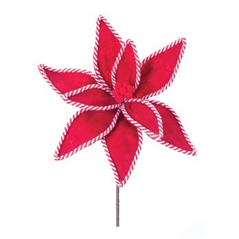 Candy Cane Poinsettia Stem (Set of 6)