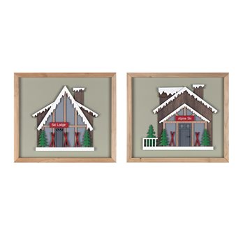 Framed Ski Lodge Wall Art (Set of 4)