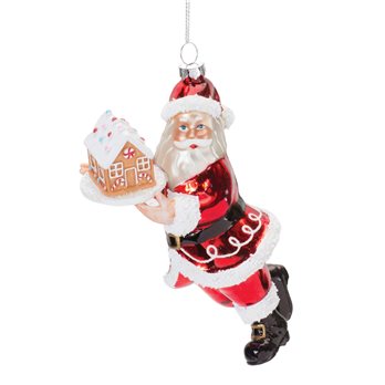 Glass Santa with Gingerbread Ornament (Set of 6)