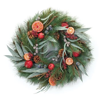 Mixed Pine Fruit Wreath 21"D