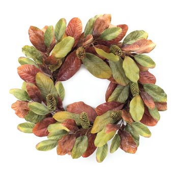 Fall Magnolia Leaf Wreath 24"D