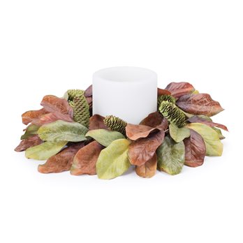 Fall Magnolia Leaf Candle Ring 17"D