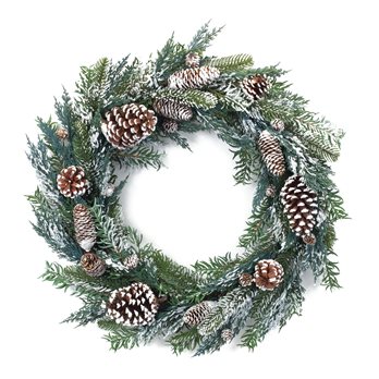 Flocked Pine Cone Wreath 26"D