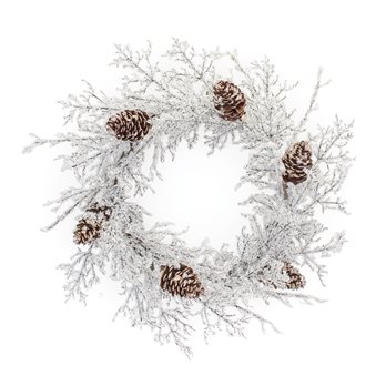 Iced Twig Pinecone Wreath 24"D