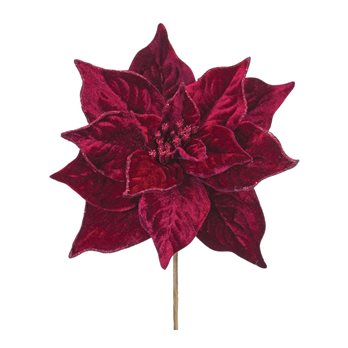 Burgandy Poinsettia Flower Stem (Set of 6)