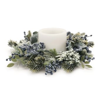 Frosted Blueberry Pine Candle Ring 18"D