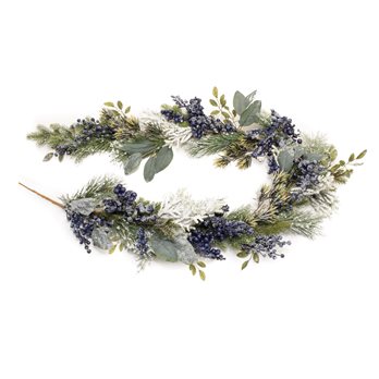 Frosted Blueberry Pine Garland 5.5'L