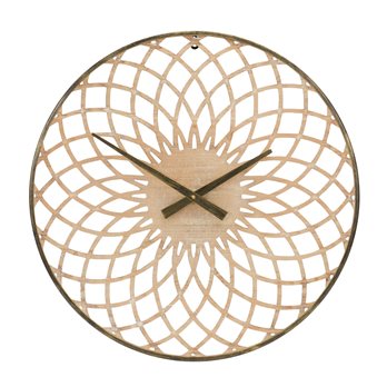 Round Lattice Wood Wall Clock 23.75"D