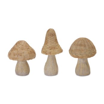 Wicker Mushroom Decor (Set of 3)