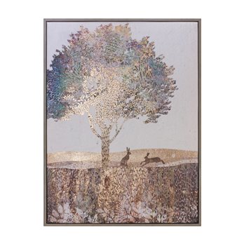 Framed Tree and Rabbit Print 15.5"H