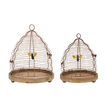 Bee Skep Hive Decor (Set of 2)