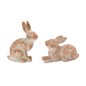 Distressed Garden Rabbit Statue (Set of 2)