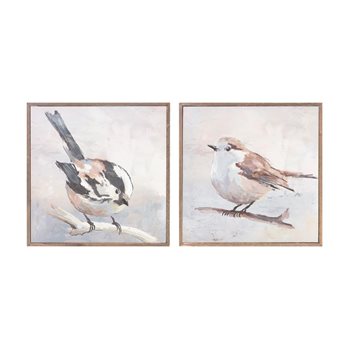 Framed Bird Canvas Block (Set of 2)