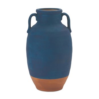 Ceramic Urn Vase with Terra Cotta Accent 10.5"H