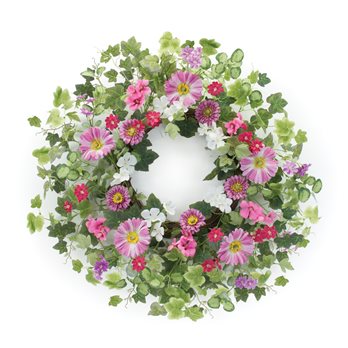 Mixed Floral and Ivy Leaf Wreath 24.5"D