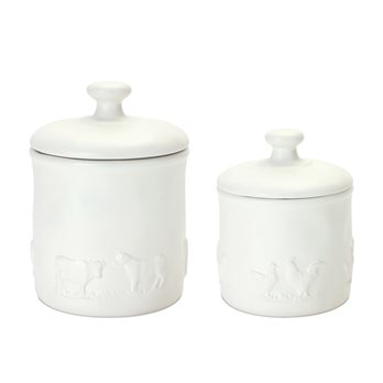 Ceramic Farm Animal Canister (Set of 2)