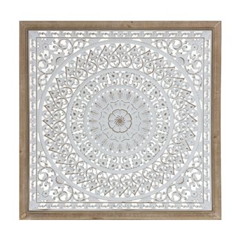 Framed Paper Mache Mandala Wall Plaque 25.5"SQ