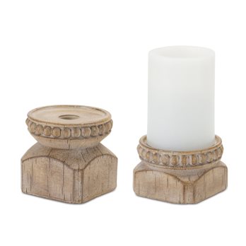 Beaded Wood Design Candle Holder (Set of 4)