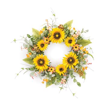 Mixed Sunflower Floral Wreath 23"D