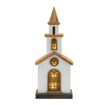 LED Lighted Winter Church Display 13.23"H