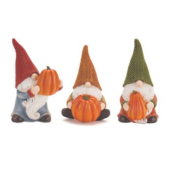 Fall Gnome Figurine with Pumpkin (Set of 3)