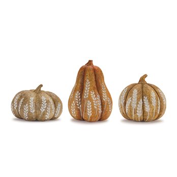 Wheat Print Harvest Pumpkin (Set of 3)