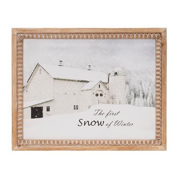 Framed First Snow Barn Print 18"L