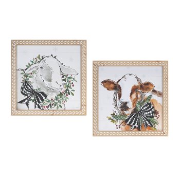 Framed Winter Farm Animal Print (Set of 2)