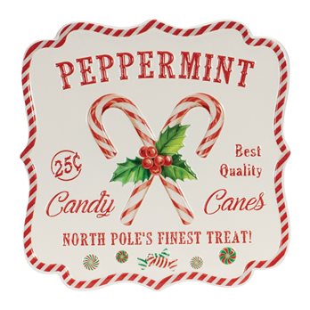 Metal Holiday Candy Cane Sign 12"SQ