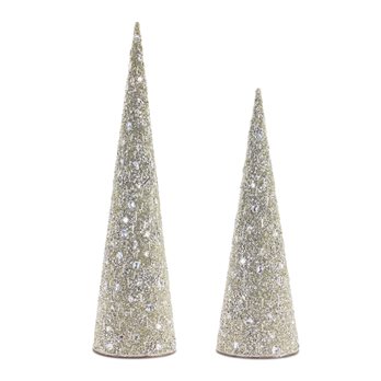 Beaded Glass Cone Tree (Set of 2)