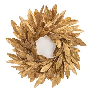 Metallic Bay Leaf Wreath 14"D