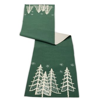 Embroidered Pine Tree Table Runner 72"L