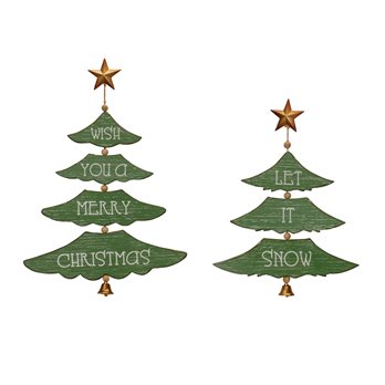 Christmas Pine Tree Wall Sign (Set of 2)