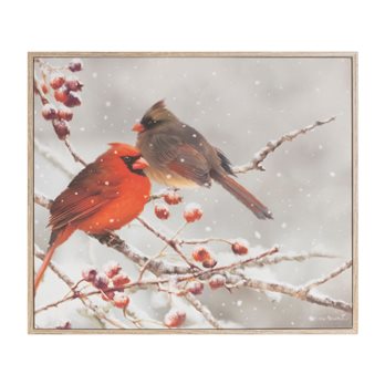 Framed Winter Cardinal Bird Print 10.5"L