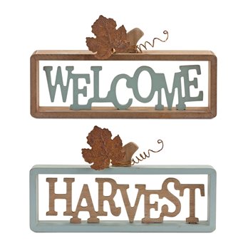 Welcome Harvest Tabletop Sign (Set of 2)