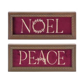 Framed Noel and Peace Wall Sign (Set of 2)