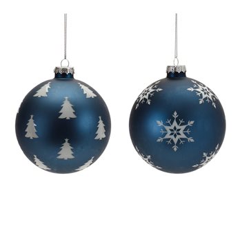 Frosted Navy Glass Ball Ornament (Set of 6)