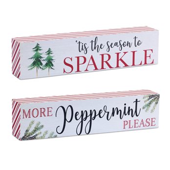 Holiday Peppermint Sentiment Sign (Set of 2)