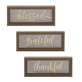 Framed Thankful Grateful Sentiment Sign (Set of 3)