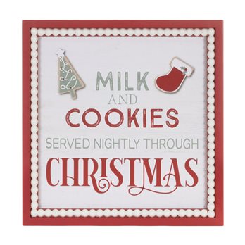 Framed Milk and Cookies Wall Sign 15"SQ